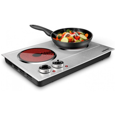 Cooktop Fogão Elétrico 1800W para Infravermelho Controle Duplo Placa de Vidro Aço Inoxidável, CUSIMAX CMIP C180N, Preto