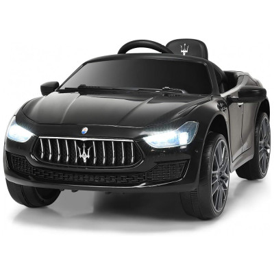 Ride Carrinho, Carro Elétrico Maserati Gbili, 1 lugar, 12V, com controle remoto, USB MP3, 5 km por hora, 3 a 6 anos, COSTZON, Preto