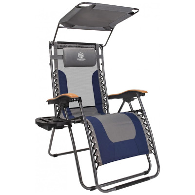 Cadeira Reclinável Ajustável Gravidade Zero com Apoio de Cabeça, COASTRAIL OUTDOOR CTOZGC3BEDSV, Cinza