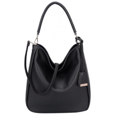 Bolsa Feminina de Ombro em Couro Sintético, DAVID JONES CM3405 BLACK, Preto