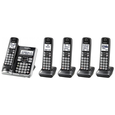 Telefone sem Fio Link2Cell Bluetooth DECT6.0 com 5 Monofones, PANASONIC KX TGF575S, Prateado