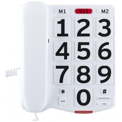 Intuição Telefone com Fio para Sênior de Linha única com Tecla Grande, HOME INTUITION CP08481, Branco