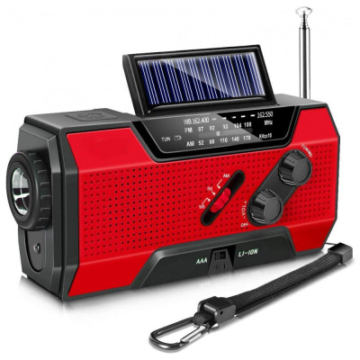 Dingmi Rádio AM FM e NOAA 2000mAh Bateria Solar Manivela de Recarga USB com Lanterna LED