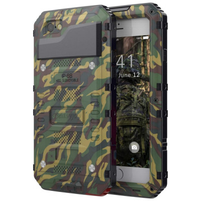 Beasyjoy Capa de Metal para iPhone 7, 8 Plus A Prova dÁgua IP68 Nível Militar, Camuflada