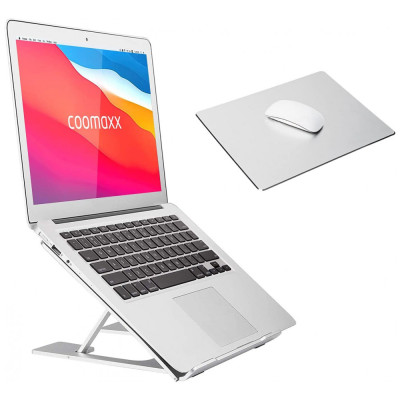 Suporte Ergonômico Laptop Ajustável Dobrável 25, 44Cm, COOMAXX, Prateado