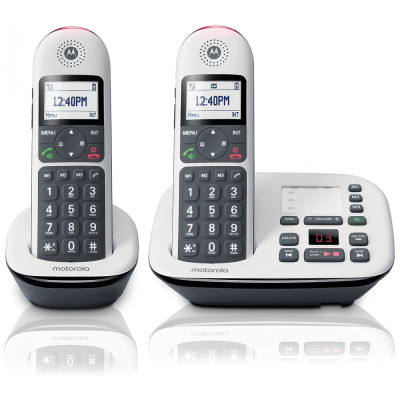 Telefone sem Fio, com bloqueio de chamada e secretária eletrônica, 2 unidades, branco, MOTOROLA CD5012, Branco