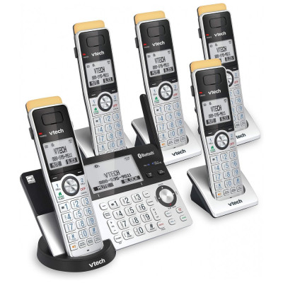 Telefone sem Fio, expansível com Bluetooth e secretária eletrônica, 5 unidades, prata, VTECH IS8151 5, Prateado