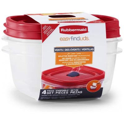 Potes Herméticos para Alimentos, 1.2L, Retangular, 2 Unidades, RUBBERMAID 2039755, Vermelho