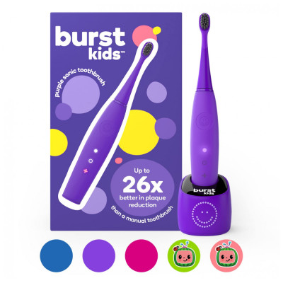 kids Escova de Dentes Elétrica Infantil com 2 Modos para Crianças de 3 anos, BURST, Violeta