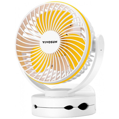 Ventilador de Mesa com 4 Velocidades e 2 Modos Ajustáveis, Carga via USB 5V, Branca, VIVOSUN, Branco