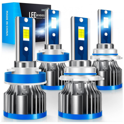 Kit Xenon Lâmpadas LED Branca 32000 Lumens 6500K 160W, H11, H9, H8, 9005, HB3, 4 Peças, JWMOTOR, Prateado