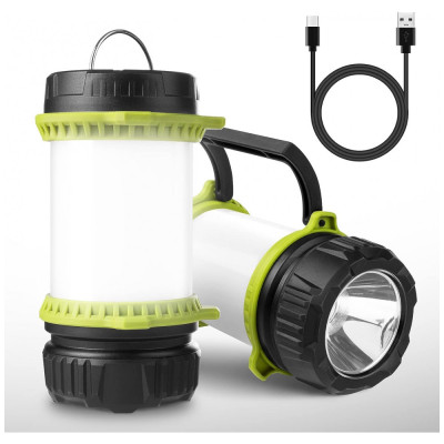 EVER Lanterna 500LM com USB, 6 Modos de Luz, á Prova DÁgua IPX4, 18W, Verde