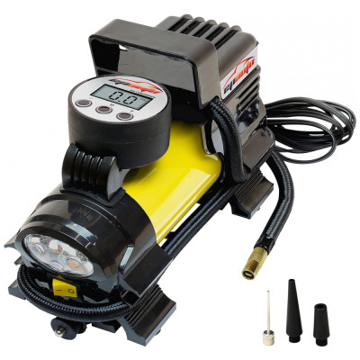 Mini Compressor de Ar Elétrico Automotivo, portátil, 12V DC, 120W, 80 PSI com luz LED de emergência, EPAUTO 8542042813, Amarelo