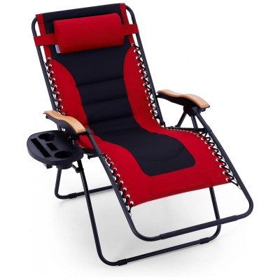 Cadeira Reclinável Ajustável Gravidade Zero com Apoio de Cabeça, PHI VILLA, Vermelho