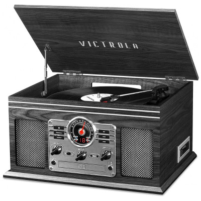 Vitrola, Toca Discos 1 Velocidade, sem fio, com USB e Alto Falante, 45 RPM, VICTROLA VTA 200B GH, Preto