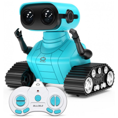 Brinquedo Robô Educativo Inteligente Eletrônico e Recarregável para Crianças 3 Anos ou Mais, ALLCELE SQN 008, Azul