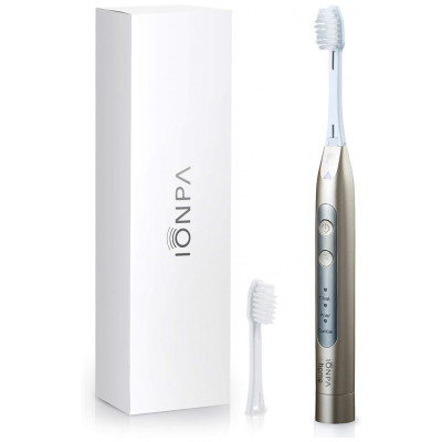 Escova Dental Elétrica IONPA DH 3 Modos, 2 Cabeças de Escova Filamento Macio, IONIC KISS, Dorado