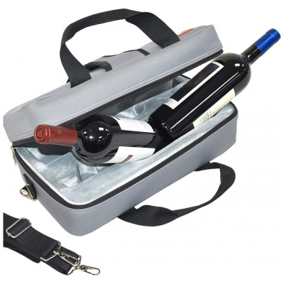 WITIS Bolsa Térmica Para Transporte de Vinhos até 2 Garrafas, KARRIAGE MATE JW591916DGr, Cinza