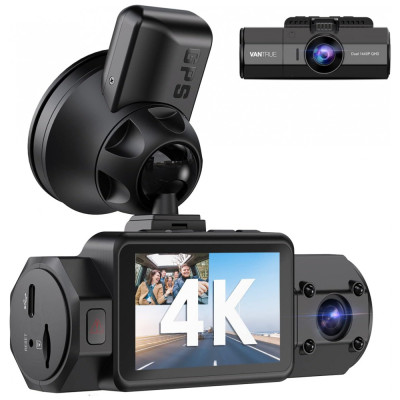 Câmera Veicular Full HD 1080p, 170, com GPS, Gravação 4K Ultra HD, Visão Noturna, Wi Fi, VANTRUE N2S, Preto