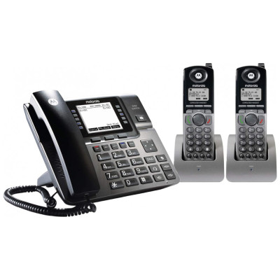 Telefone sem Fio, com expansão de 4 linhas e secretária eletrônica, 3 unidades, preto, MOTOROLA ML1002H, Preto