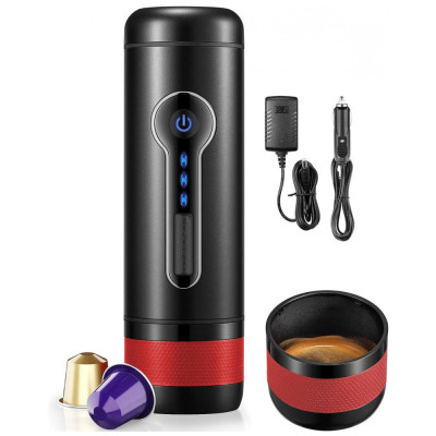 Cafeteira Elétrica Expresso Portátil 12V Compatível com Cápsulas Nespresso Bat. Recarregável, CONQUECO 8541895281, Preto