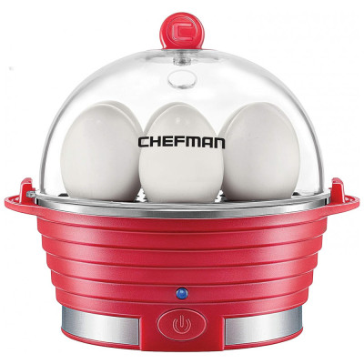 Cozedor de Ovos Elétrico, Capacidade 6, 360W, 110v, CHEFMAN Electric Egg Cooker Boiler,, Vermelho
