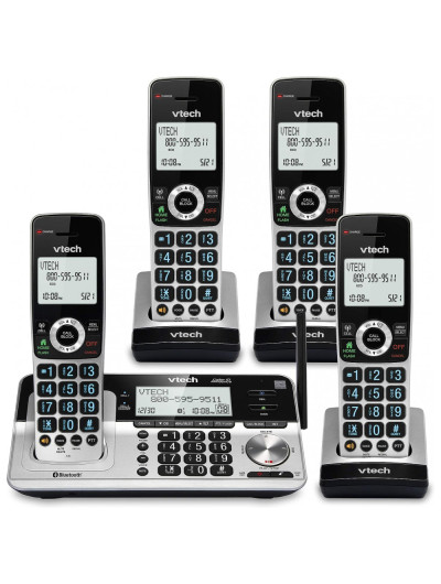Telefone sem Fio, com bloqueio de chamadas e bluetooth, 4unidades, preto, VTECH VS113 4, Preto