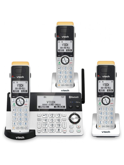 Telefone sem Fio, com Bluetooth e secretária eletrônica, 3 unidades, prata, VTECH IS8151 3, Prateado