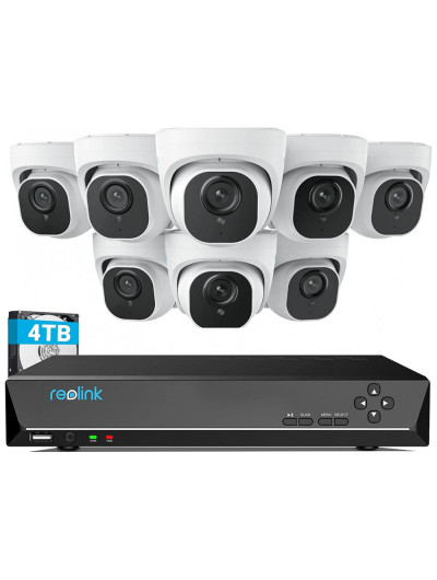 Sistema de Câmeras de Segurança 8MP PoE IP 4K 16 Canais, 8PCS, REOLINK RLK16 800D8, Branco