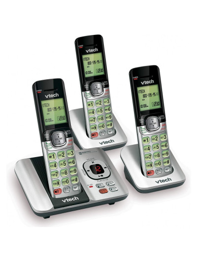 Telefone sem Fio, expansível com 3 linhas e chamada em espera, 3 unidades, prata, VTECH CS6529 3, Prateado