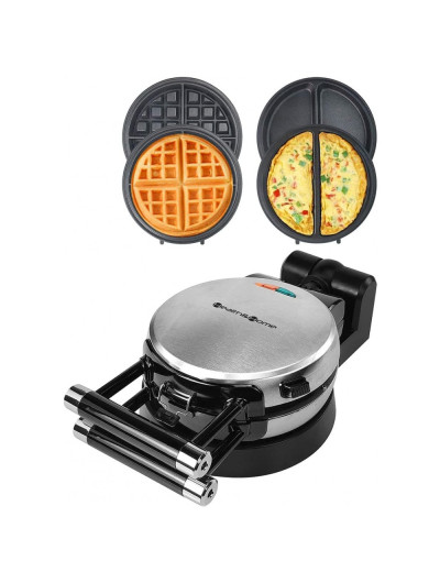 Máquina de Waffle, 3 em 1, Multifunções, Antiaderente, 1000W, 110v, HEALTH AND HOME, Prateado