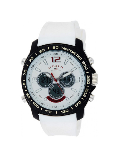 Relógio An Maclino Eporte Qartz ilicone, U.S. POLO ASSN. US9556, Branco