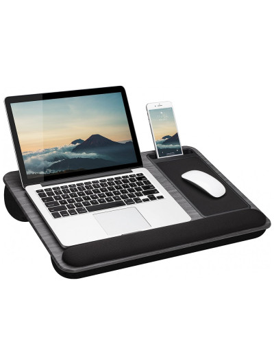 Home Office Pro Lap Desk com descanso de pulso, mouse pad e suporte de telefone, escuro, LAPGEAR 91595, Cinza escuro
