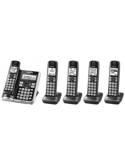 Telefone sem Fio Link2Cell Bluetooth DECT6.0 com 5 Monofones, PANASONIC KX TGF575S, Prateado