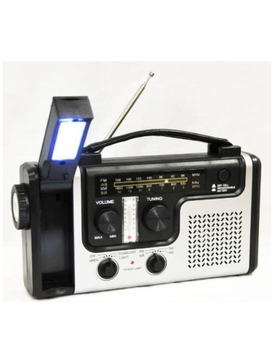 Rádio AM, FM, SW, NOAA Carga via Manivela, Solar, Recarregável USB, TOPALERT HT 998, Branco