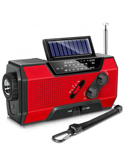 Dingmi Rádio AM FM e NOAA 2000mAh Bateria Solar Manivela de Recarga USB com Lanterna LED