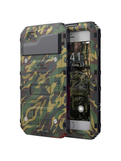 Beasyjoy Capa de Metal para iPhone 7, 8 Plus A Prova dÁgua IP68 Nível Militar, Camuflada