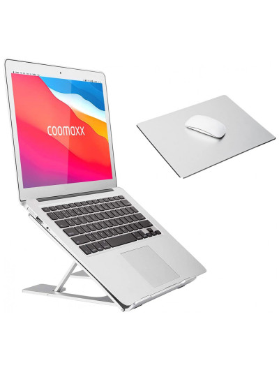 Suporte Ergonômico Laptop Ajustável Dobrável 25, 44Cm, COOMAXX, Prateado
