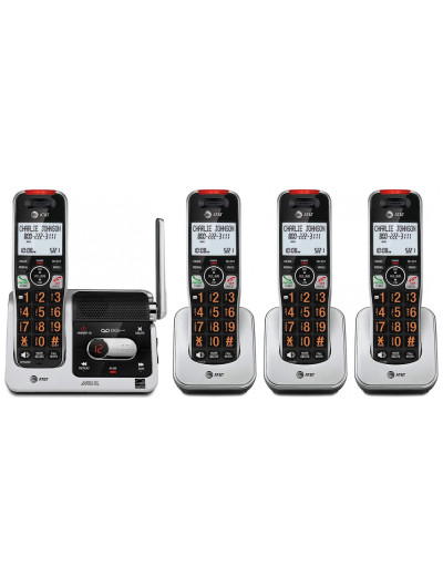 Telefone sem fio, com secretária eletrônica e bloqueio de chamadas, 4 unidades, preto e prata, ATT BL102 4, Prateado