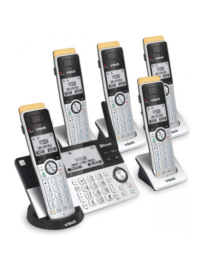 Telefone sem Fio, expansível com Bluetooth e secretária eletrônica, 5 unidades, prata, VTECH IS8151 5, Prateado
