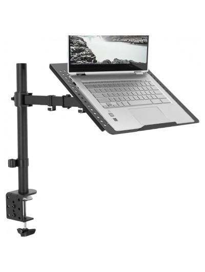 Suporte para suporte de mesa para notebook único extensão totalmente ajustável com braçadeira, escuro, VIVO FBASTAND V001L, Cinza escuro