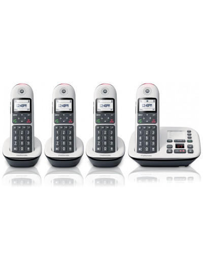 Telefone sem Fio, com bloqueio de chamadas e secretária eletrônica, 4 unidades, branco, MOTOROLA CD5014, Branco