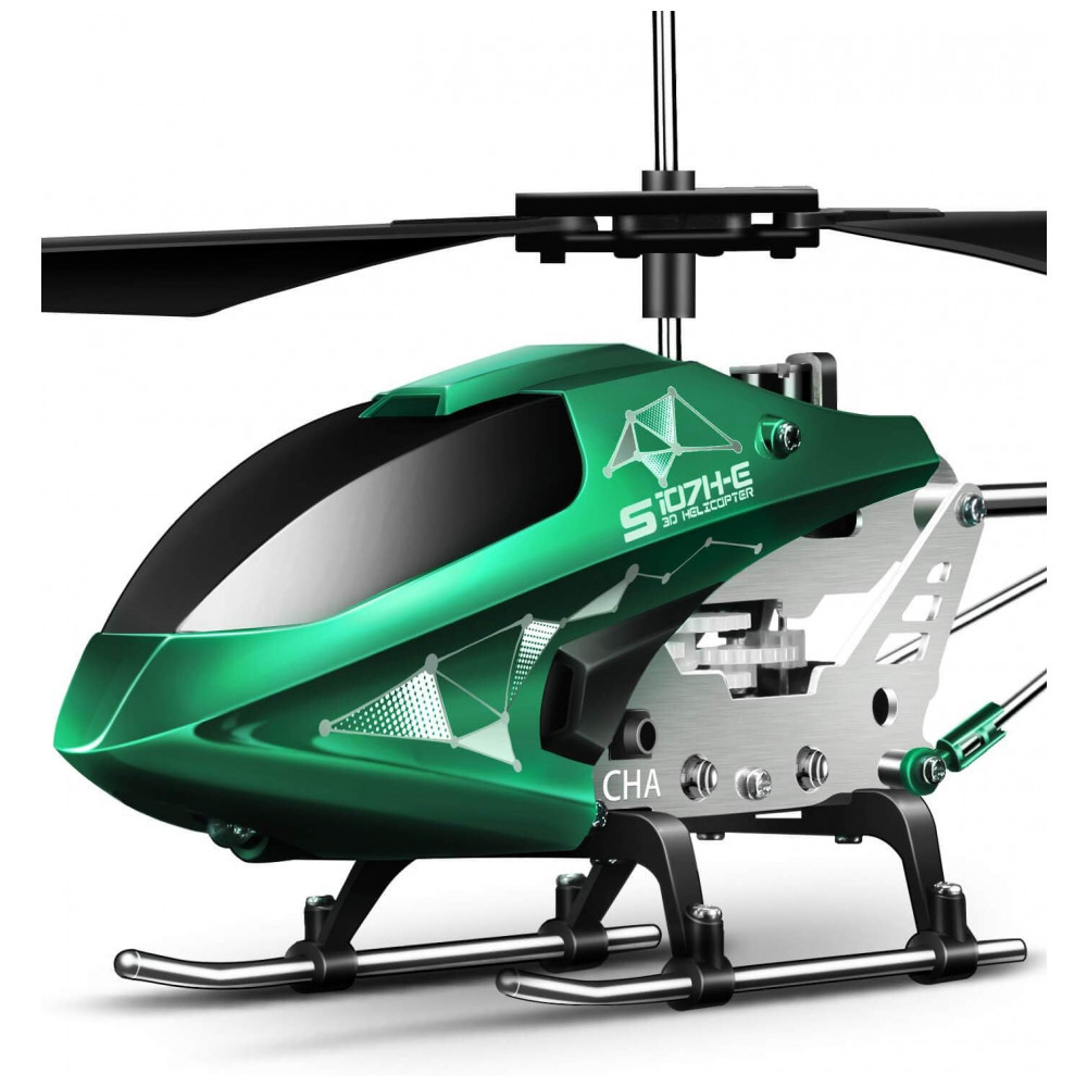 Mini Helicóptero RC com Gyro Crimson de Controle Remoto com 3 Canais, SYMA ES107H E, Verde