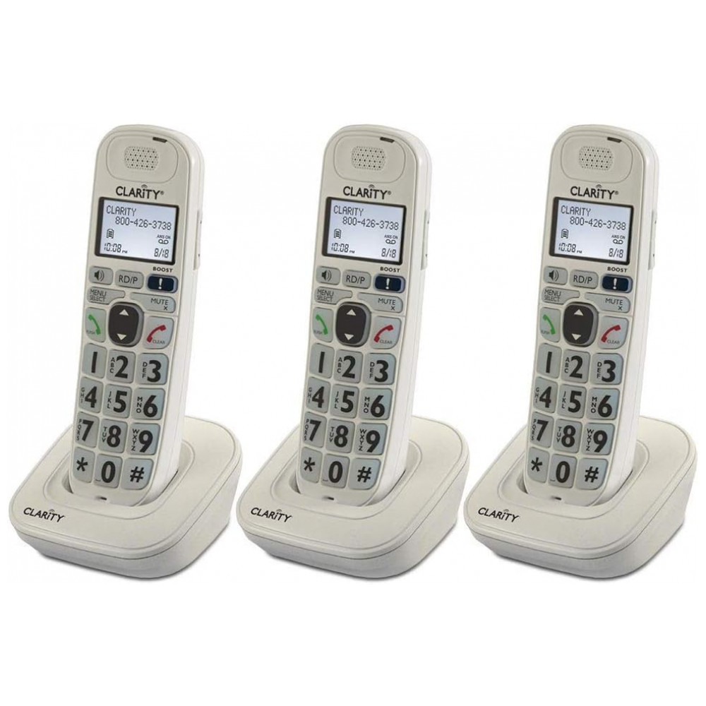 Clarity D704HS Telefone sem Fio para Sênior, Compatível com Aparelho Auditivo, 3 Ap