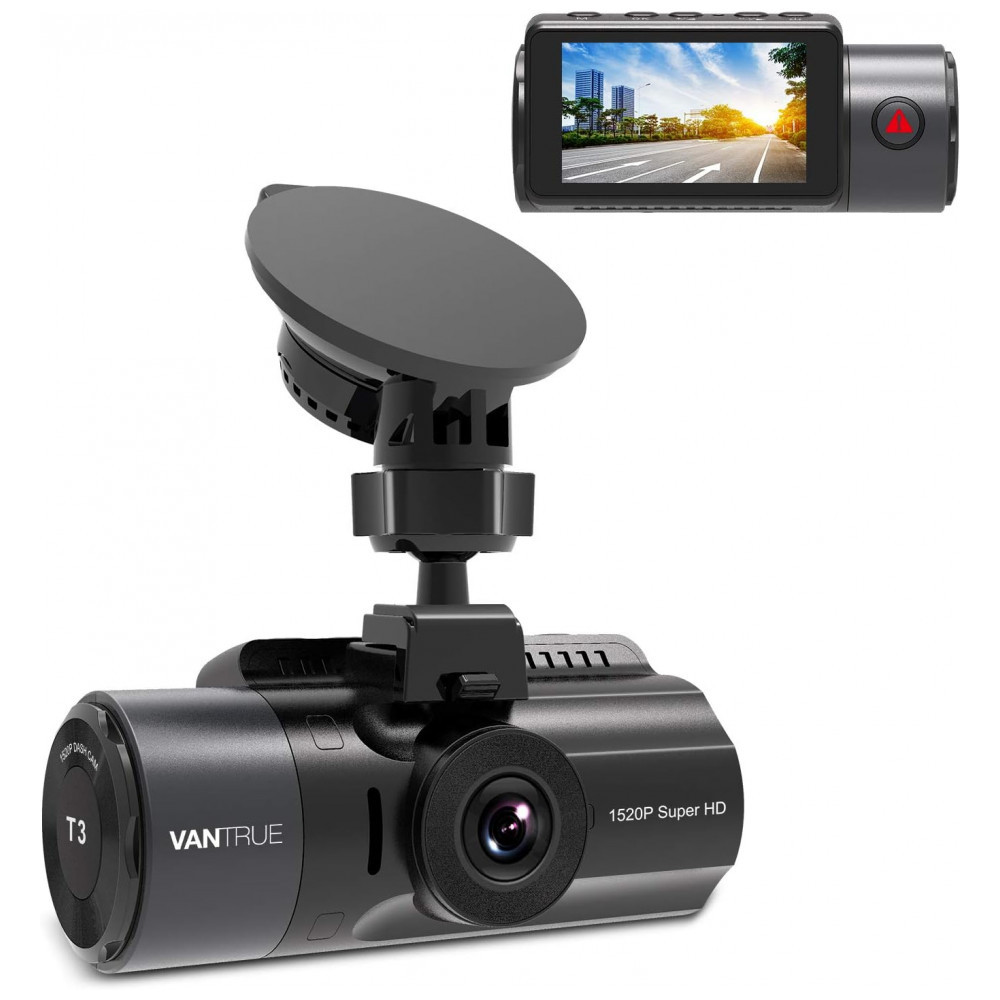 Câmera Veicular Full HD 1080p, 160, com GPS, Gravação 4K Ultra HD, Visão Noturna, Wi Fi, VANTRUE , Preto