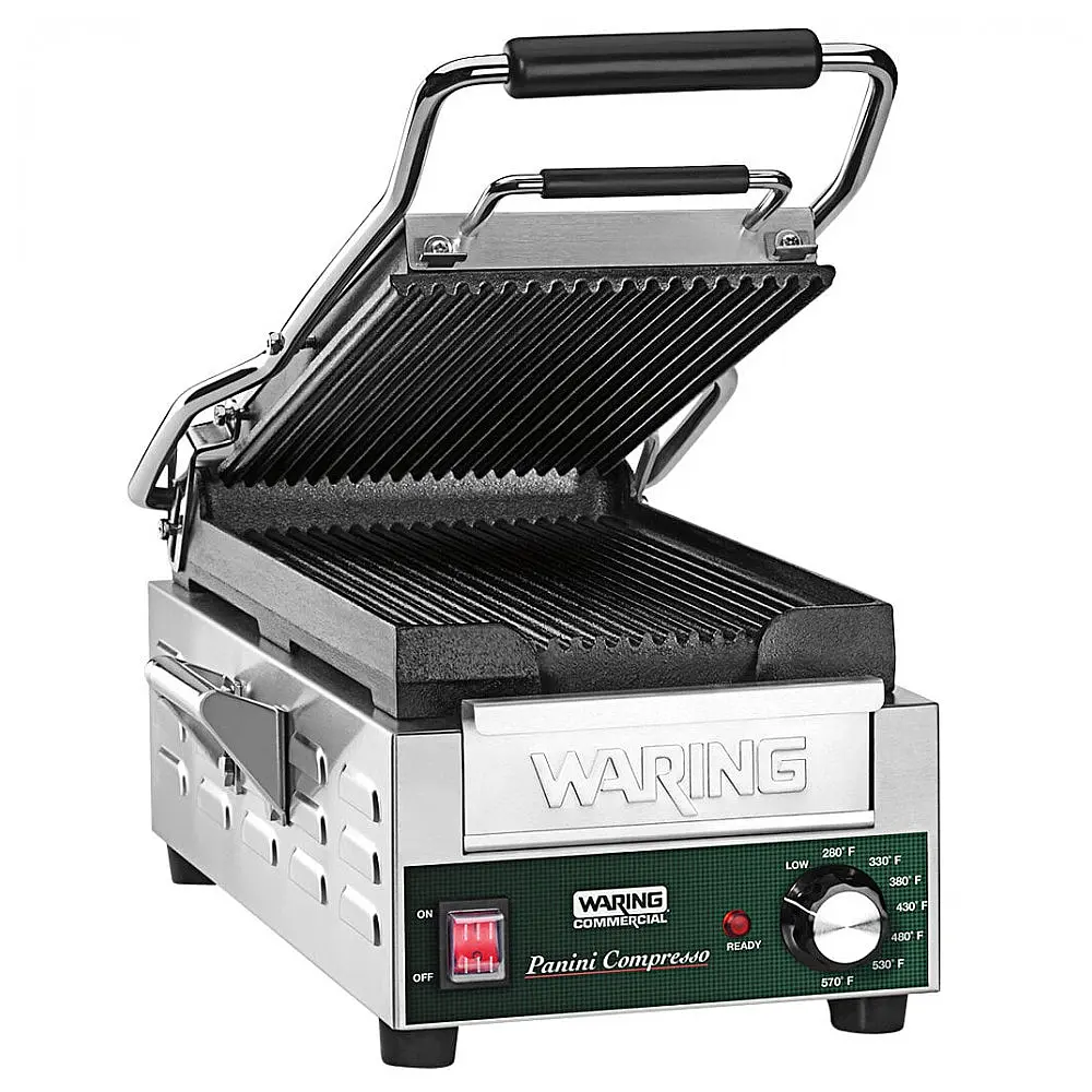 Waring WPG200 Grelha Panini Compresso Slimline Ranhurada 110V 1800W 20x37 cm — foto 2