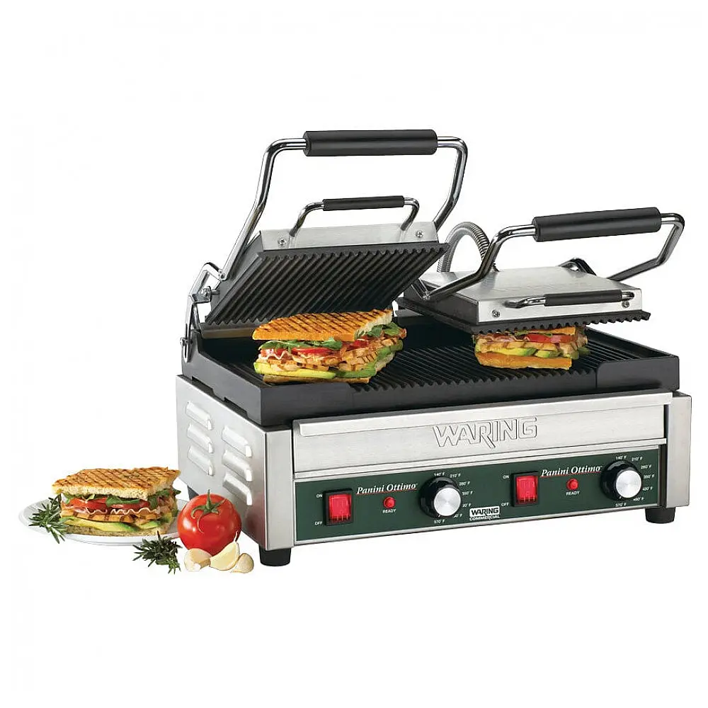 Grelha Panini Waring WPG300 Grooved Top & Bottom Inox 240V 3120W 43x23.5 cm — foto 2