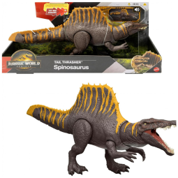 Figura de ação Mattel Jurassic World Rebirth Spinosaurus Tail Thrasher articulada com dupla ação de ataque