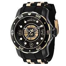Relgio masculino Invicta NHL Boston Bruins de 48mm em ouro e preto - modelo ZG-42320