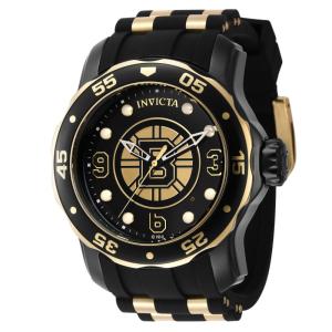Relgio masculino Invicta NHL Boston Bruins de 48mm em ouro e preto - modelo ZG-42320